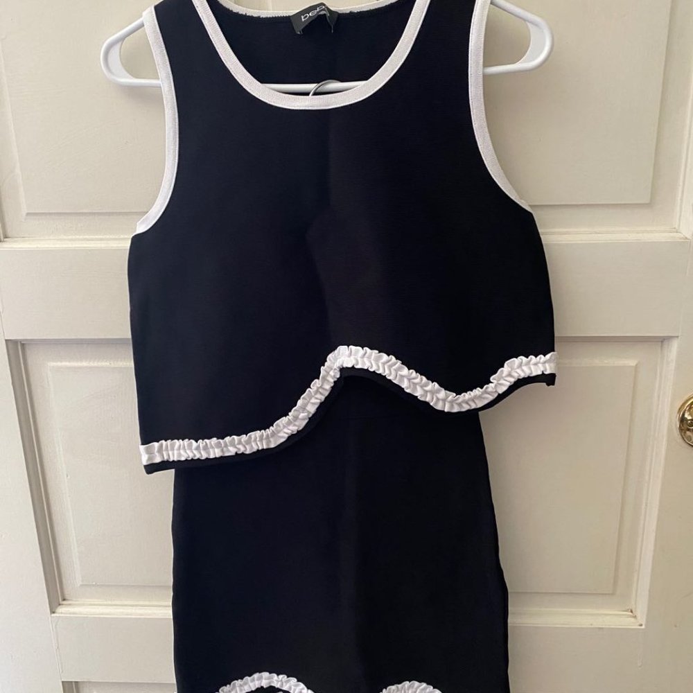 Bebe sample bandage top and skirt